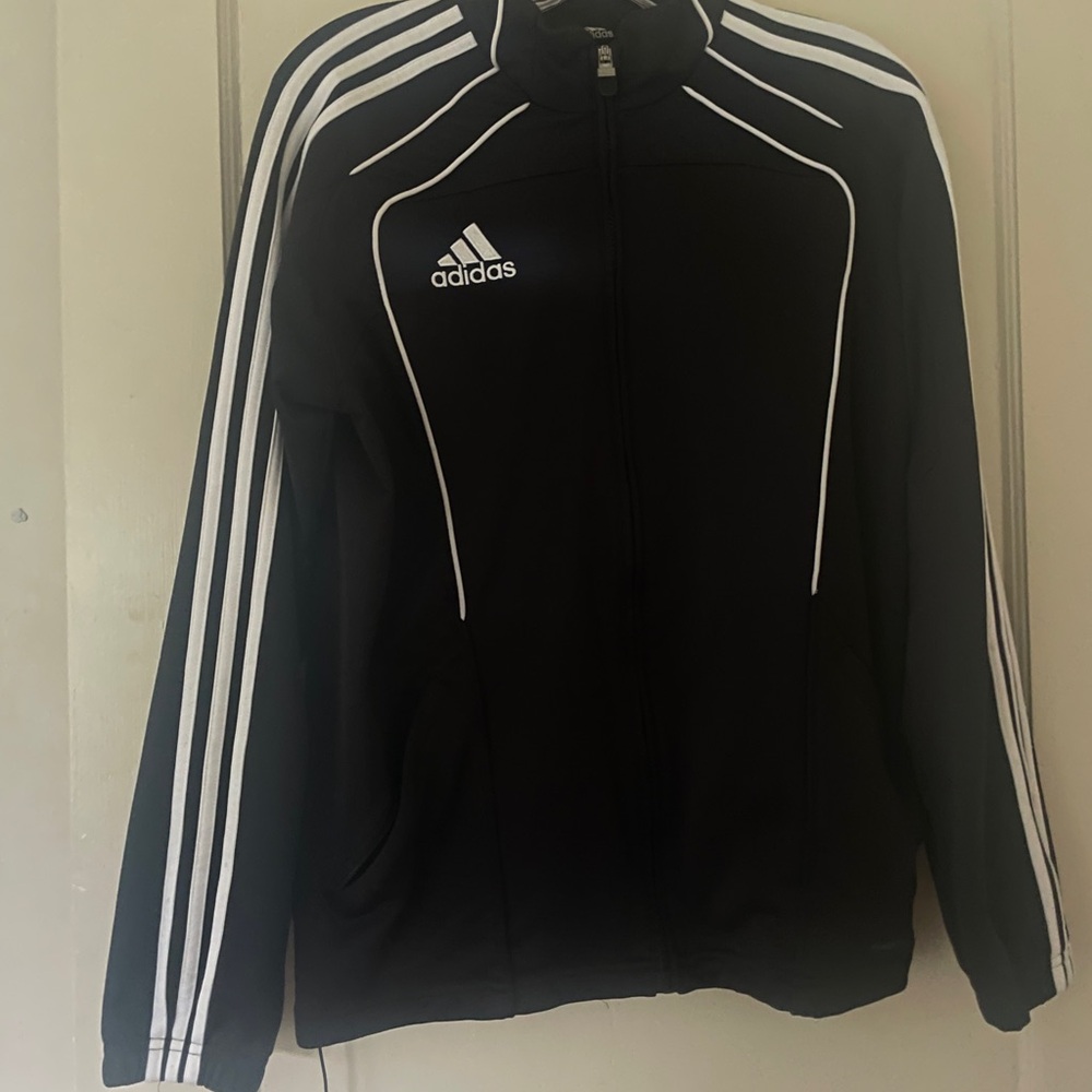 Adidas Black and White Windbreaker Jacket